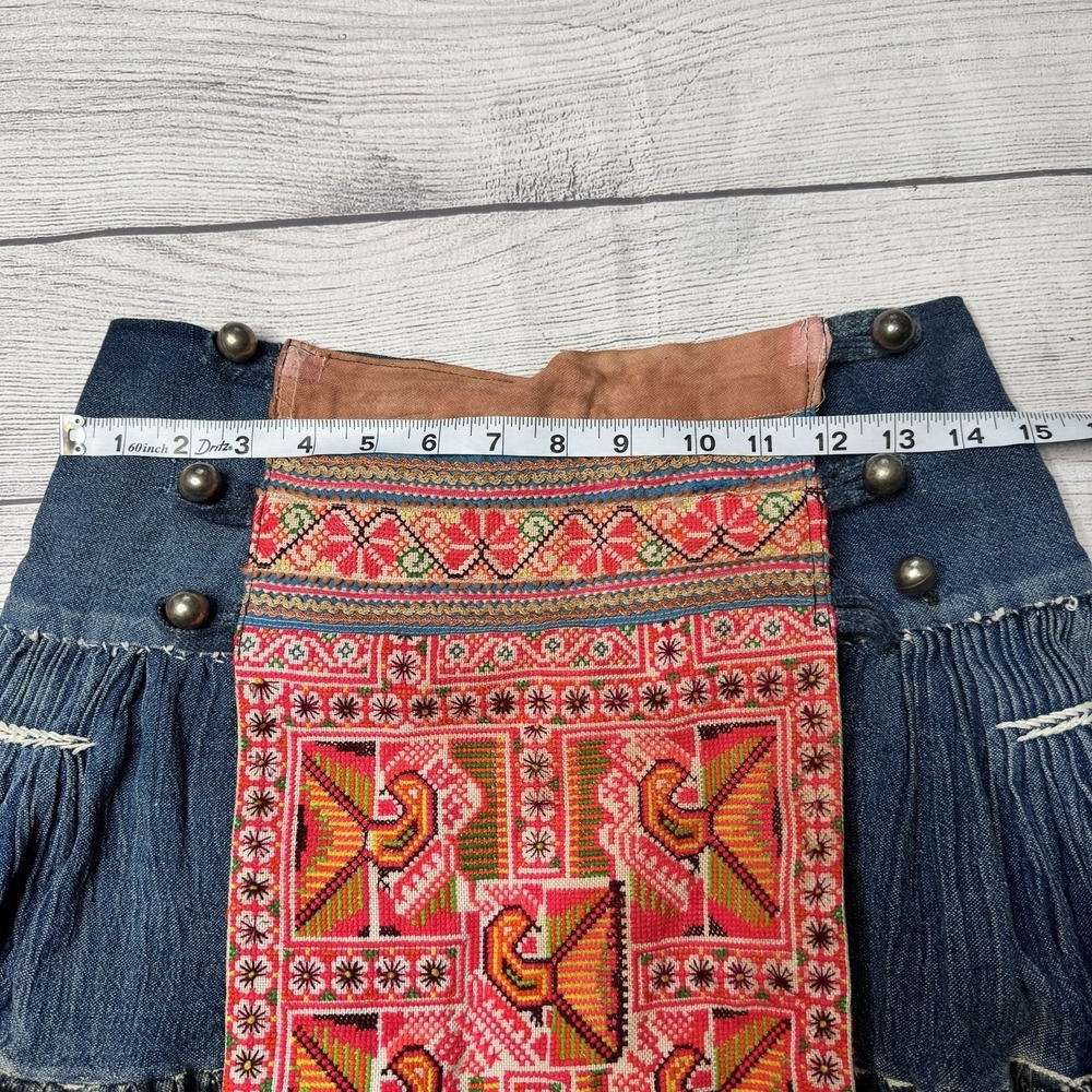 Beautiful Handmade Embroidered Hmong Pleated Multicolor Skirt 30" Minority Tribe - Picture 5 of 8